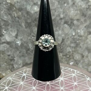 Aqua Blue Gemstone Silver Ring 925